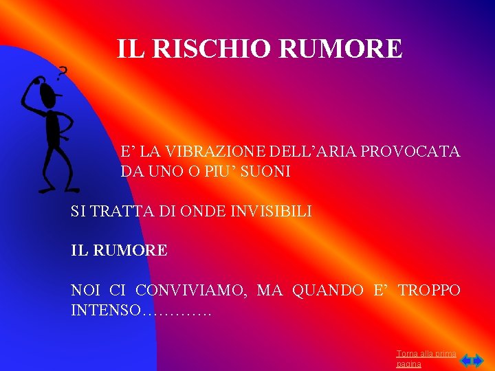 IL RISCHIO RUMORE E’ LA VIBRAZIONE DELL’ARIA PROVOCATA DA UNO O PIU’ SUONI SI