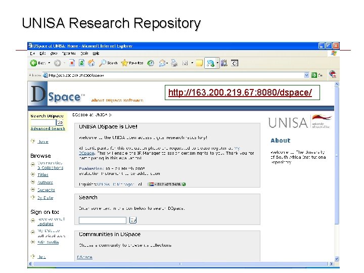 UNISA Research Repository http: //163. 200. 219. 67: 8080/dspace/ UNISA Research Repository http: //163. 200. 219. 67: 8080/dspace/