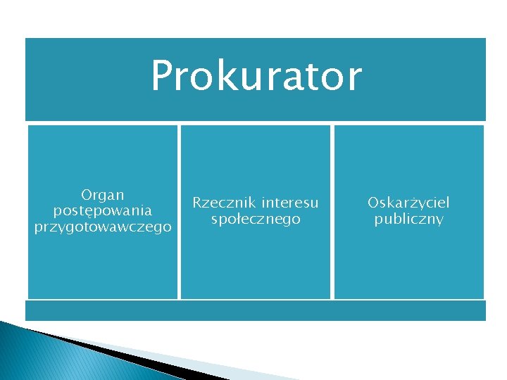 Prokurator Organ postępowania przygotowawczego Rzecznik interesu społecznego Oskarżyciel publiczny 