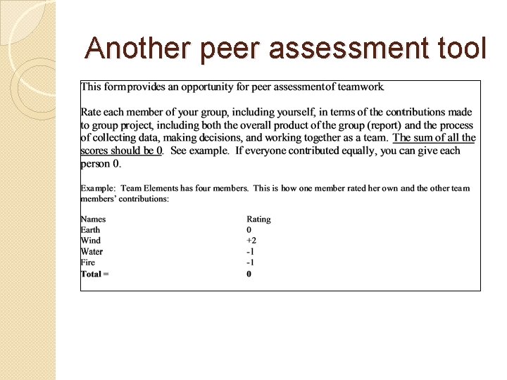 Another peer assessment tool 