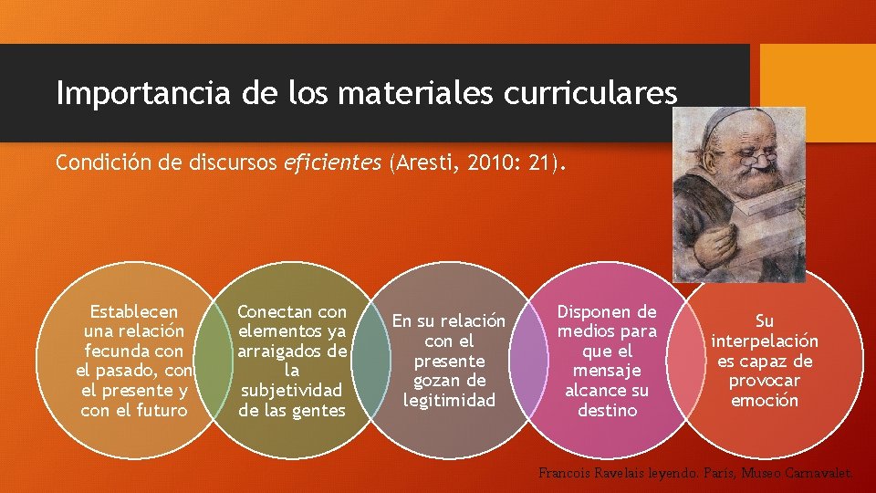 Importancia de los materiales curriculares Condición de discursos eficientes (Aresti, 2010: 21). Establecen una