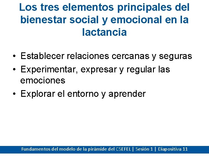 Los tres elementos principales del bienestar social y emocional en la lactancia • Establecer