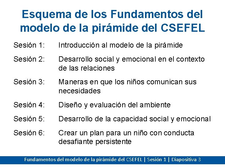 Esquema de los Fundamentos del modelo de la pirámide del CSEFEL Sesión 1: Introducción