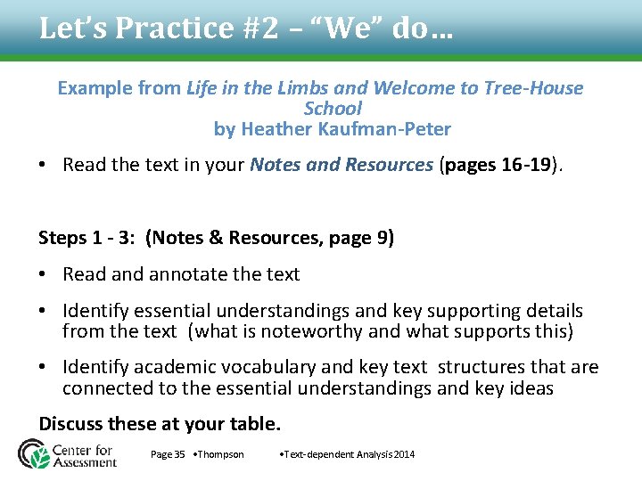 Let’s Practice #2 – “We” do… Example from Life in the Limbs and Welcome Let’s Practice #2 – “We” do… Example from Life in the Limbs and Welcome