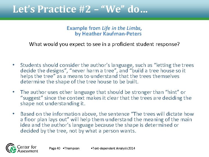 Let’s Practice #2 – “We” do… Example from Life in the Limbs, by Heather Let’s Practice #2 – “We” do… Example from Life in the Limbs, by Heather