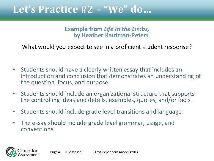 Let’s Practice #2 – “We” do… Example from Life in the Limbs, by Heather Let’s Practice #2 – “We” do… Example from Life in the Limbs, by Heather