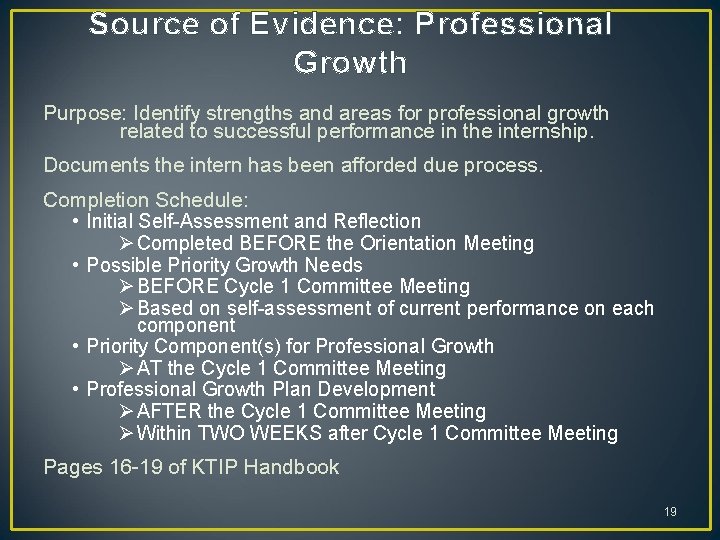 Source of Evidence: Professional Growth Purpose: Identify strengths and areas for professional growth related Source of Evidence: Professional Growth Purpose: Identify strengths and areas for professional growth related
