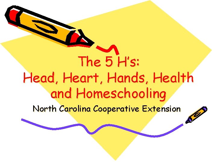 The 5 H’s: Head, Heart, Hands, Health and Homeschooling North Carolina Cooperative Extension 