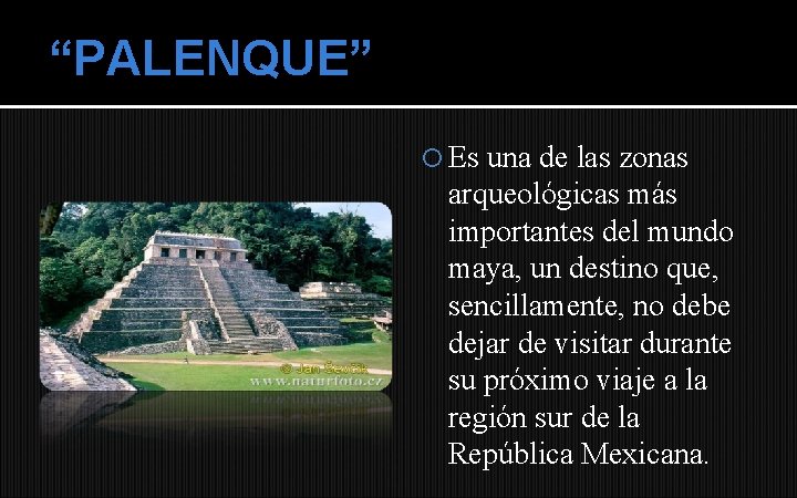 “PALENQUE” Es una de las zonas arqueológicas más importantes del mundo maya, un destino