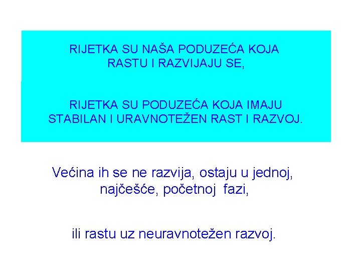 RIJETKA SU NAŠA PODUZEĆA KOJA RASTU I RAZVIJAJU SE, RIJETKA SU PODUZEĆA KOJA IMAJU