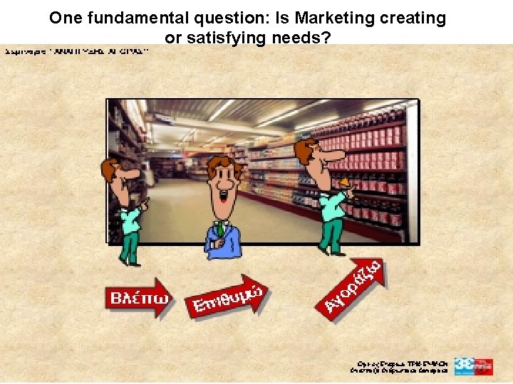 One fundamental question: Is Marketing creating or satisfying needs? 