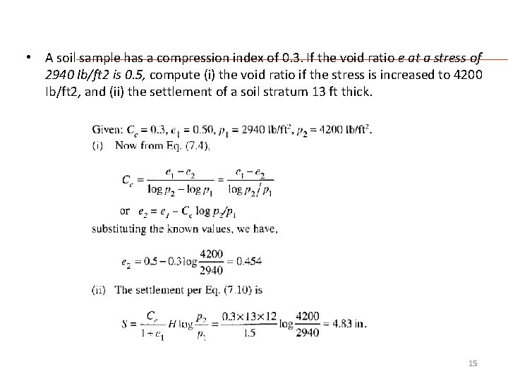  • A soil sample has a compression index of 0. 3. If the