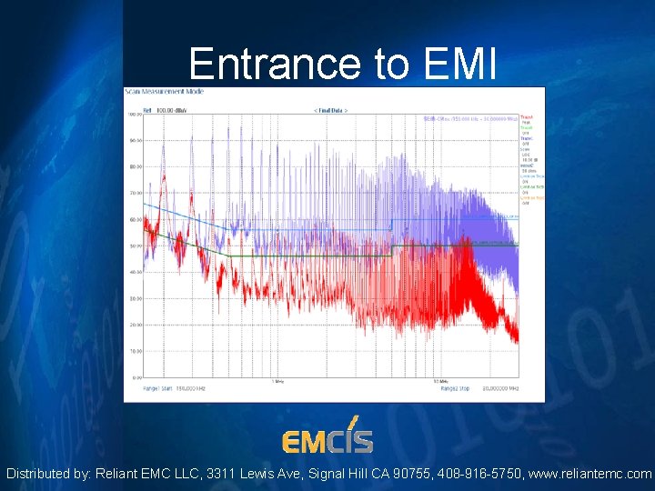 Entrance to EMI Distributed by: Reliant EMC LLC, 3311 Lewis Ave, Signal Hill CA