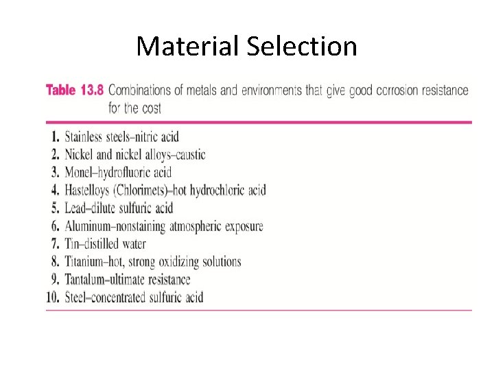 Material Selection 