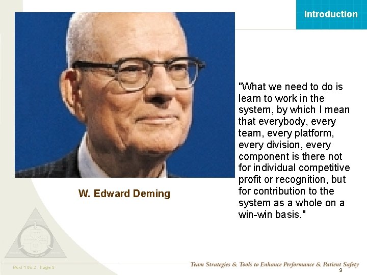 Introduction W. Edward Deming Mod 1 06. 2 05. 2 Page 9 TEAMSTEPPS 05.
