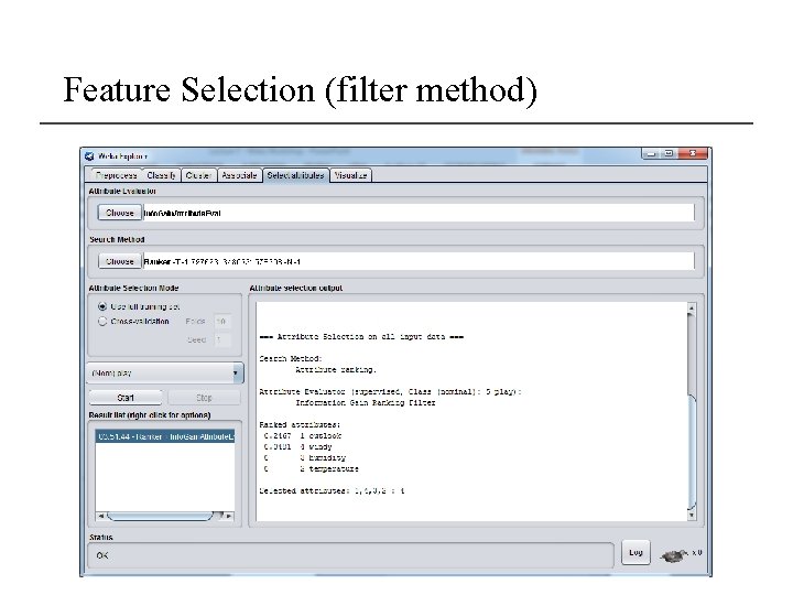 Feature Selection (filter method) 