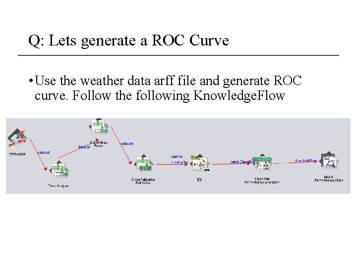 Q: Lets generate a ROC Curve • Use the weather data arff file and