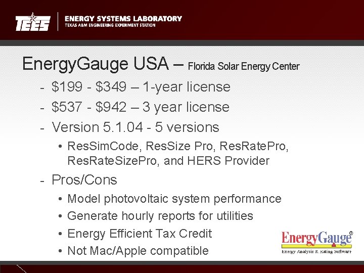 Energy. Gauge USA – Florida Solar Energy Center - $199 - $349 – 1