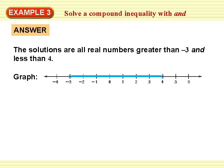EXAMPLE 3 Solve a compound inequality with and ANSWER The solutions are all real