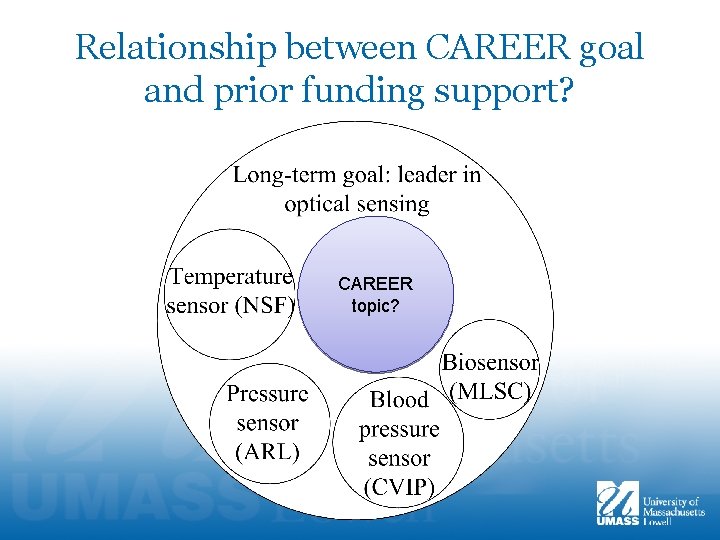 Relationship between CAREER goal and prior funding support? CAREER topic? 