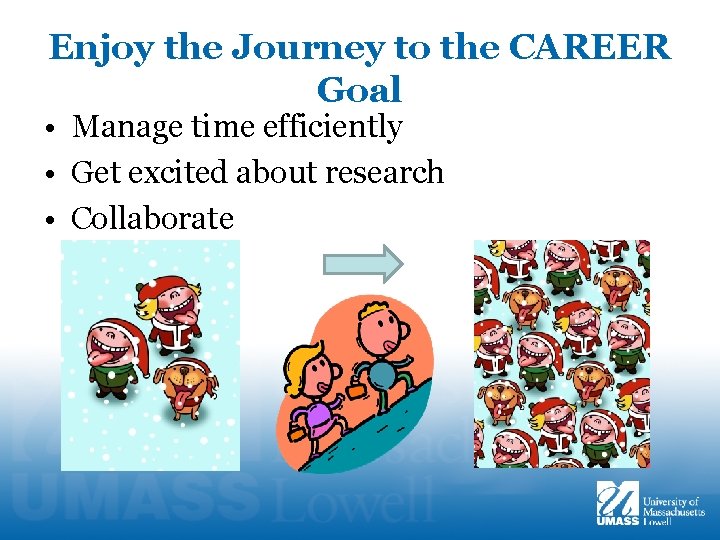 Enjoy the Journey to the CAREER Goal • Manage time efficiently • Get excited