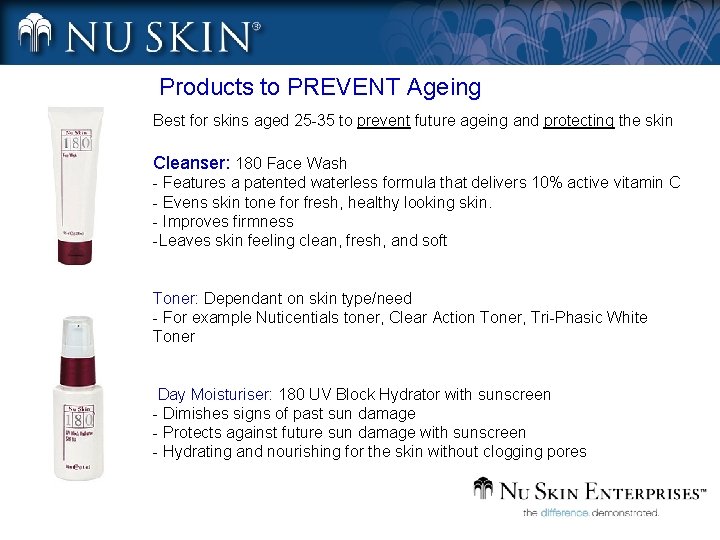 Products to PREVENT Ageing Best for skins aged 25 -35 to prevent future ageing
