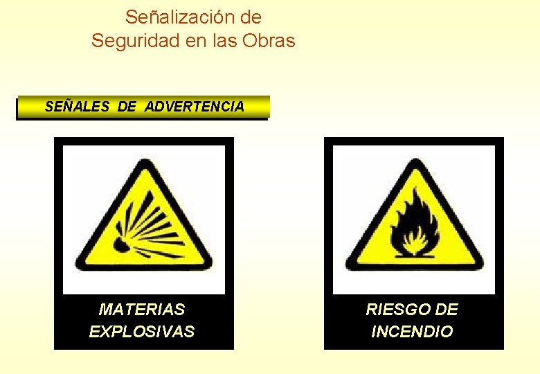 Señalización de Seguridad en las Obras SEÑALES DE ADVERTENCIA MATERIAS RIESGO PELIGRO DE DESPRENDIMIENTO Señalización de Seguridad en las Obras SEÑALES DE ADVERTENCIA MATERIAS RIESGO PELIGRO DE DESPRENDIMIENTO