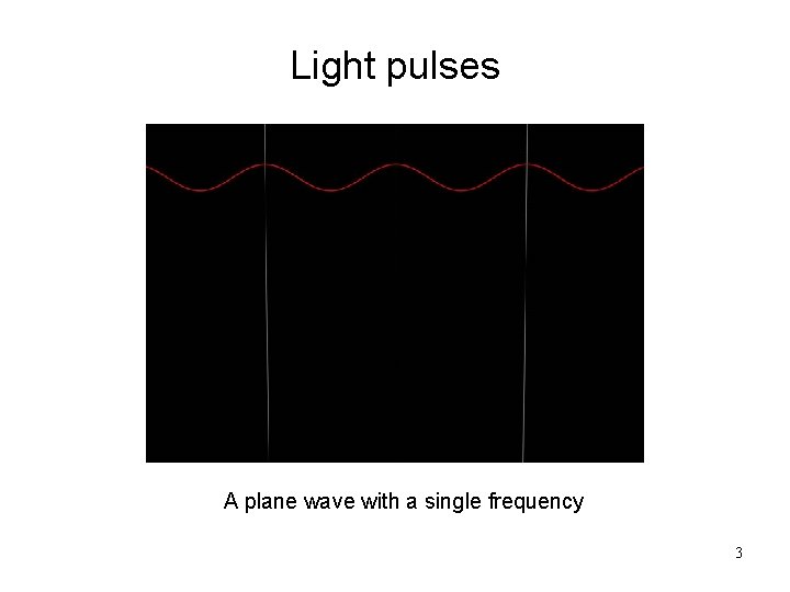 Light pulses A plane wave with a single frequency 3 