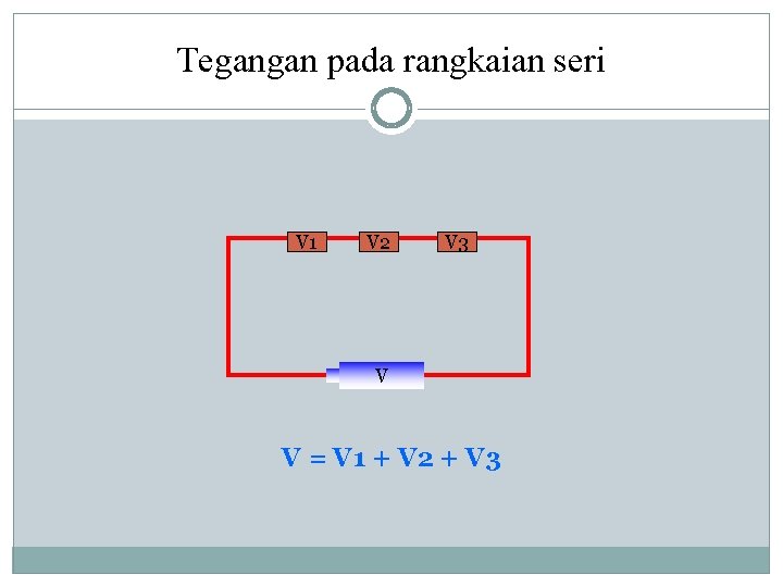 Tegangan pada rangkaian seri V 1 V 2 V 3 V V = V