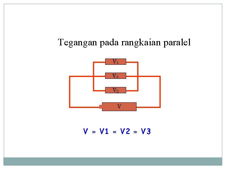 Tegangan pada rangkaian paralel V 1 V 2 V 3 V V = V