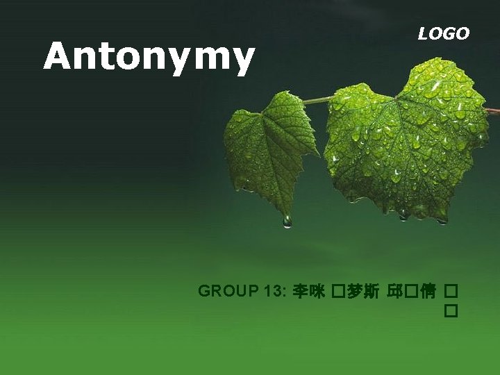 Antonymy LOGO GROUP 13: 李咪 �梦斯 邱�倩 � � 