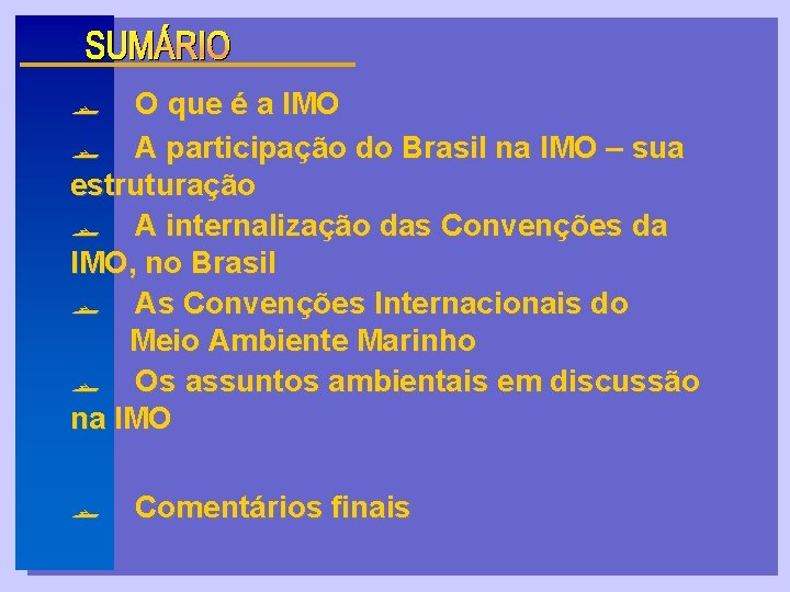  O que é a IMO A participação do Brasil na IMO – sua