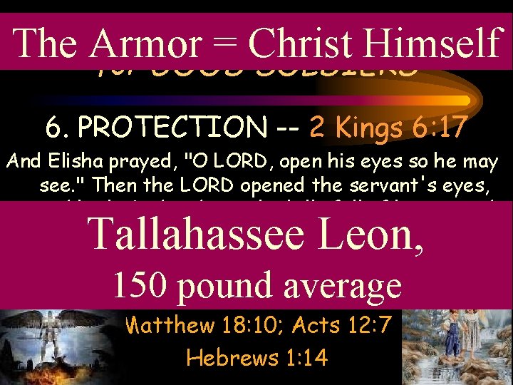 8 Areas of PREPAREDNESS The Armor = Christ Himself for GOOD SOLDIERS 6. PROTECTION