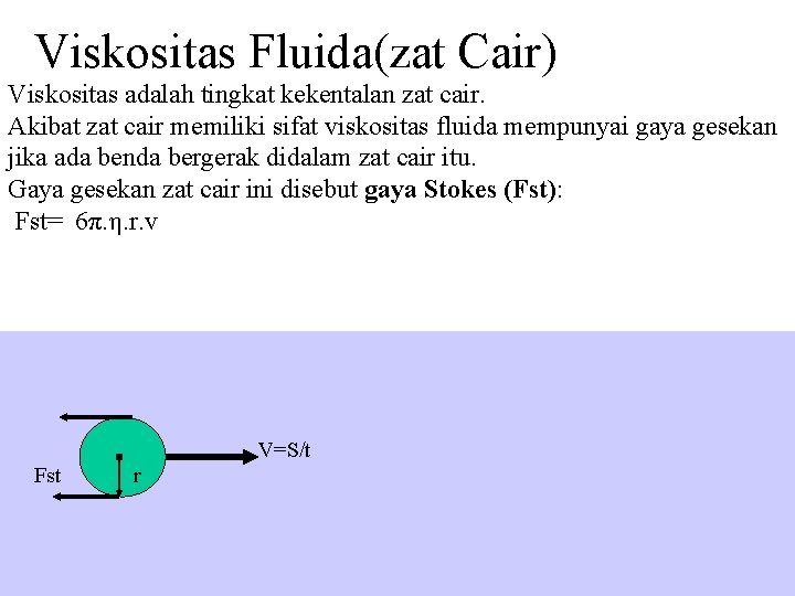 Viskositas Fluida(zat Cair) Viskositas adalah tingkat kekentalan zat cair. Akibat zat cair memiliki sifat Viskositas Fluida(zat Cair) Viskositas adalah tingkat kekentalan zat cair. Akibat zat cair memiliki sifat