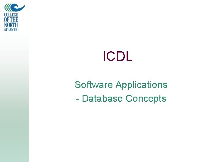ICDL Software Applications - Database Concepts 