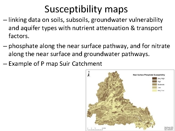 Susceptibility maps – linking data on soils, subsoils, groundwater vulnerability and aquifer types with