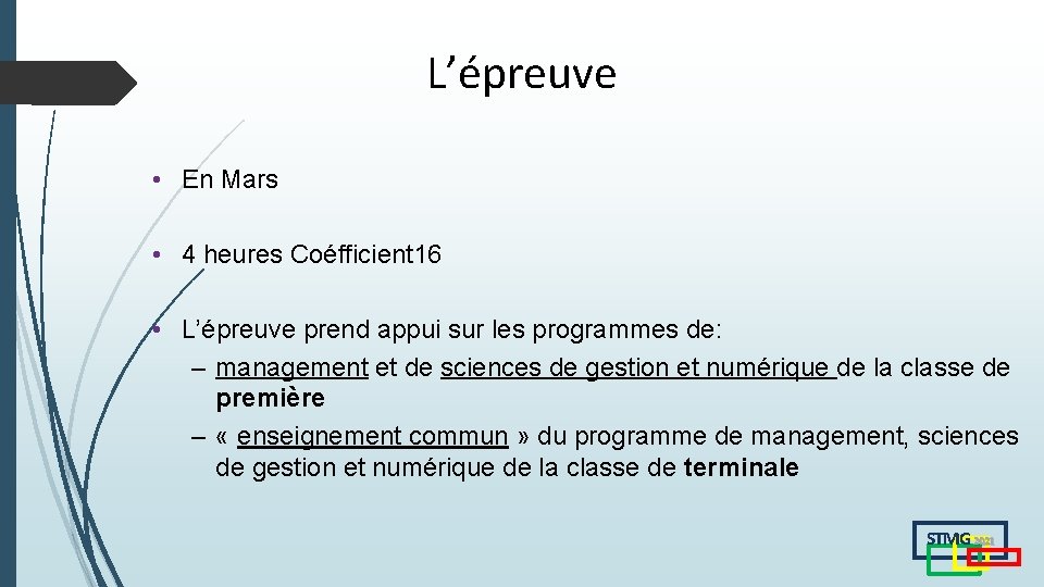 L’épreuve • En Mars • 4 heures Coéfficient 16 • L’épreuve prend appui sur L’épreuve • En Mars • 4 heures Coéfficient 16 • L’épreuve prend appui sur