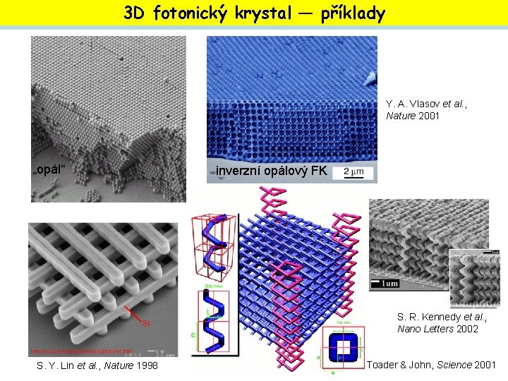 3 D fotonický krystal — příklady Y. A. Vlasov et al. , Nature 2001