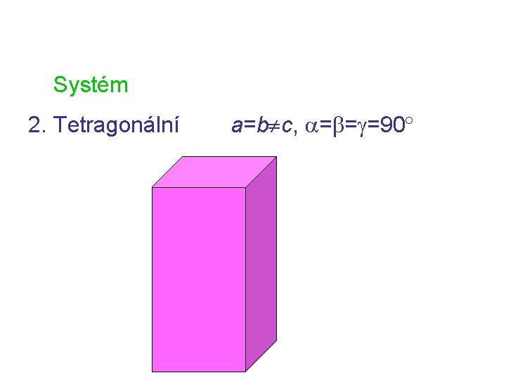 Systém 2. Tetragonální a=b c, = = =90 