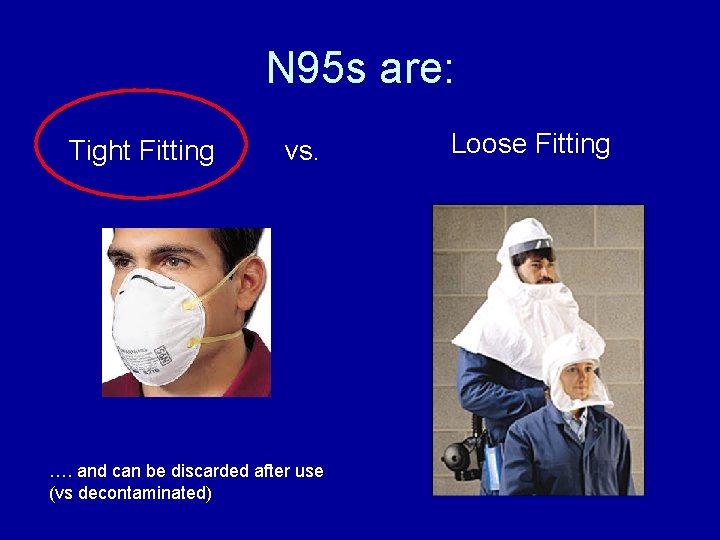 N 95 s are: Tight Fitting vs. …. and can be discarded after use