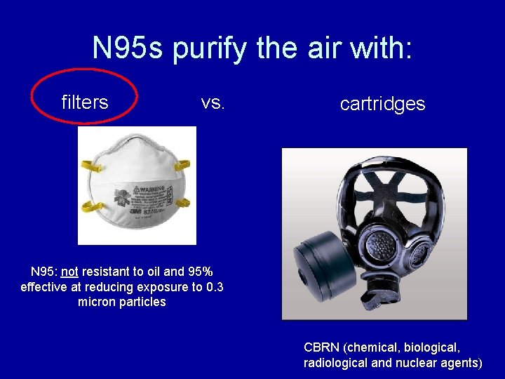 N 95 s purify the air with: filters vs. cartridges N 95: not resistant