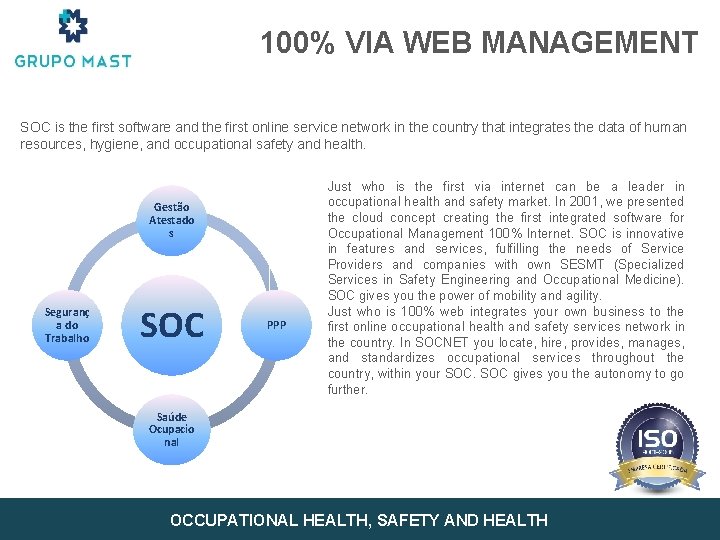 100% VIA WEB MANAGEMENT SOC is the first software and the first online service