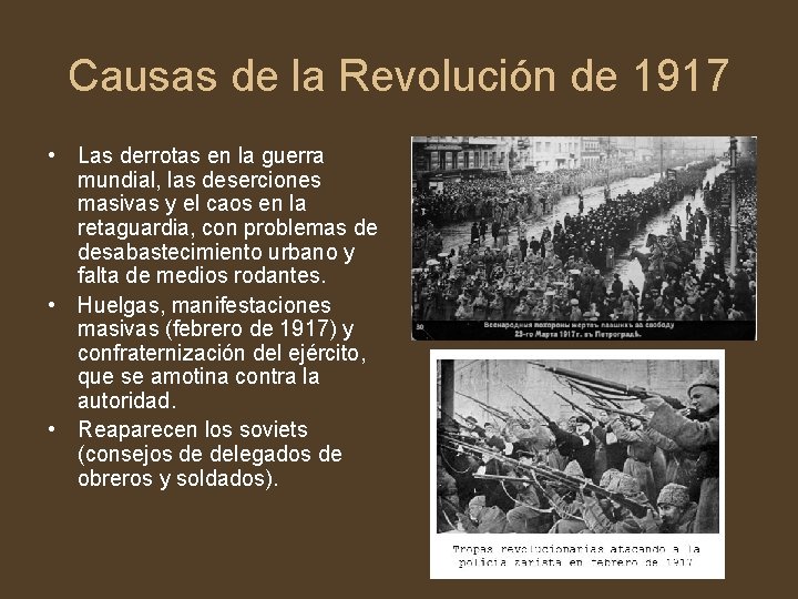 Causas de la Revolución de 1917 • Las derrotas en la guerra mundial, las