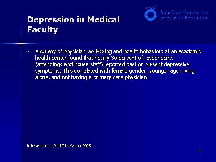 Depression in Medical Faculty § A survey of physician well-being and health behaviors at Depression in Medical Faculty § A survey of physician well-being and health behaviors at