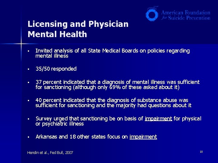 Licensing and Physician Mental Health § Invited analysis of all State Medical Boards on Licensing and Physician Mental Health § Invited analysis of all State Medical Boards on