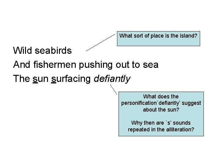 What sort of place is the island? Wild seabirds And fishermen pushing out to