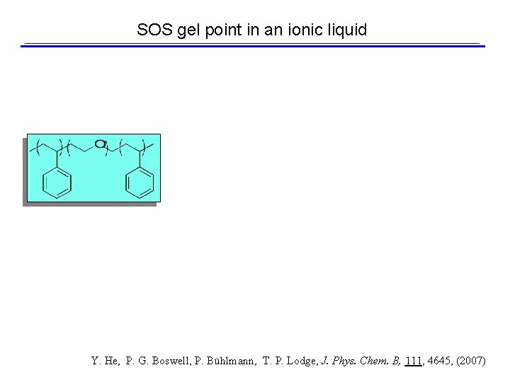 SOS gel point in an ionic liquid Y. He, P. G. Boswell, P. Bühlmann,