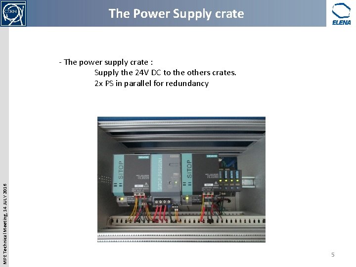 The Power Supply crate MPE Technical Meeting, 14 JULY 2016 - The power supply