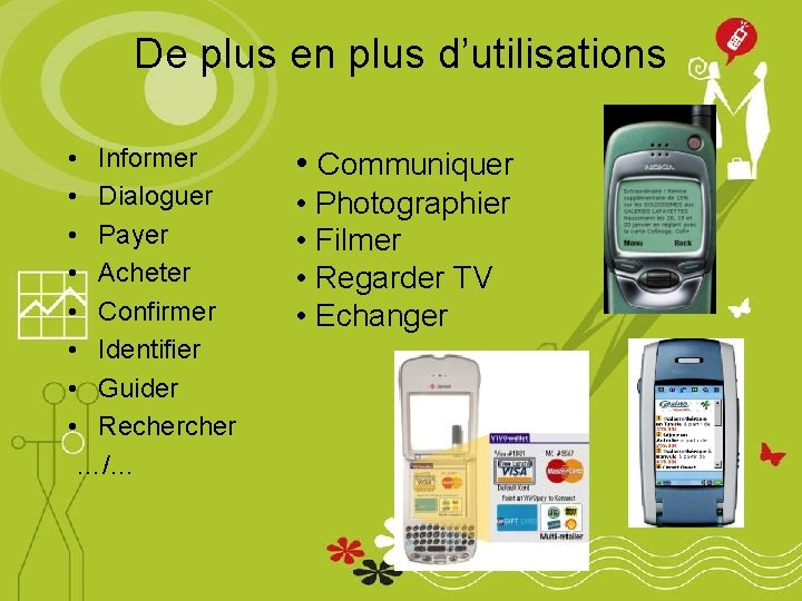 De plus en plus d’utilisations • Informer • Dialoguer • Payer • Acheter •