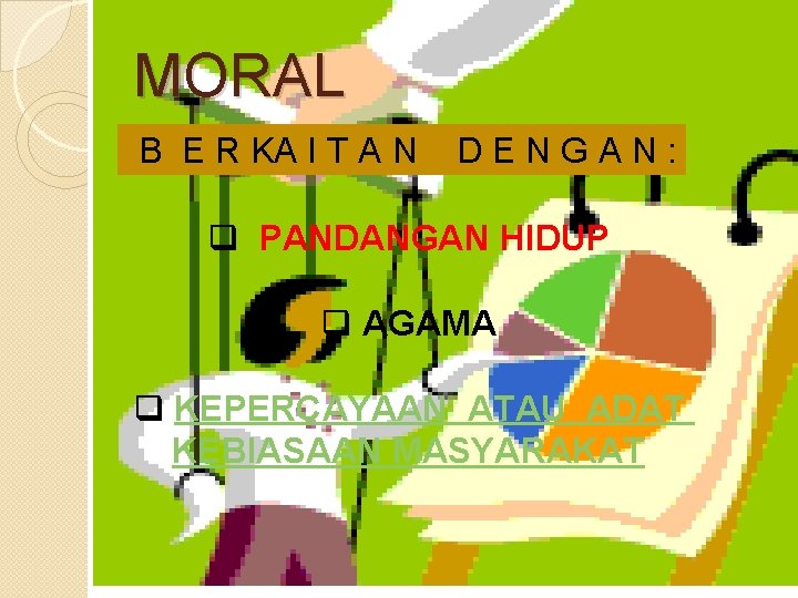 MORAL B E R KA I T A N DENGAN: q PANDANGAN HIDUP q